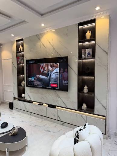 Luxury tv console installation project in Lagos